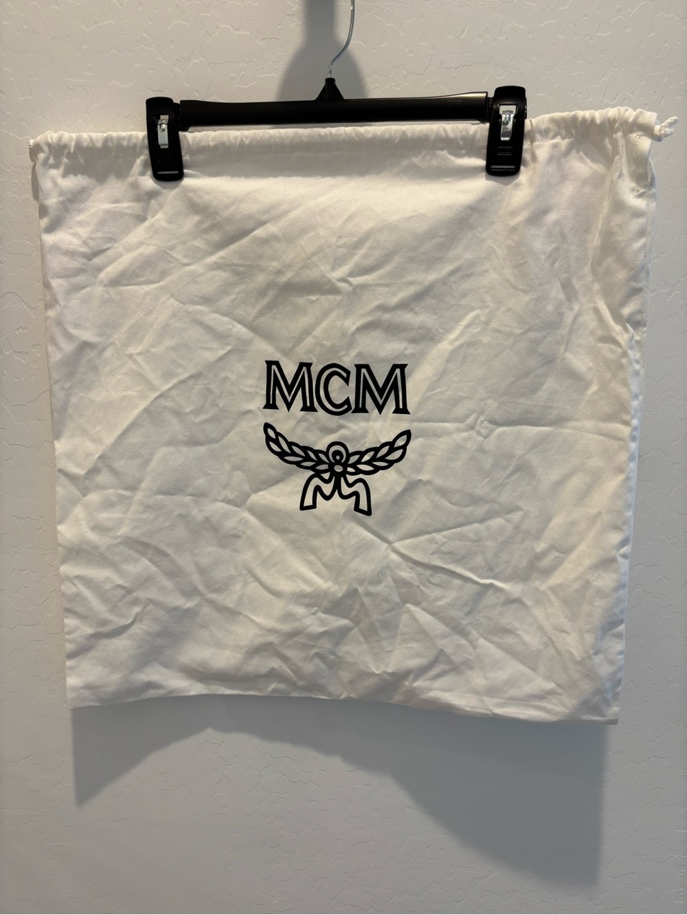 MCM Oversized White Logo Dust Bag